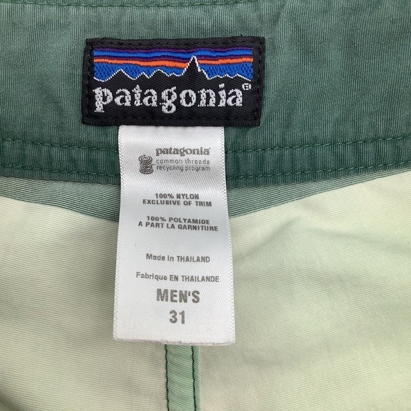 Patagonia‎ Mens Board Shorts Green Striped Size 31 - Picture 6 of 7